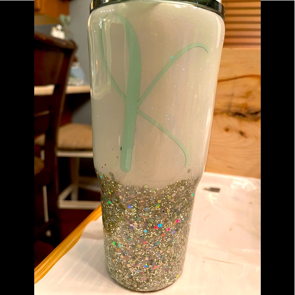 Double glitter tumbler with monogram or initials